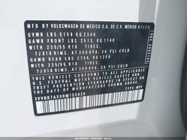 Volkswagen tsi 2024 3VVNB7AX6RM155636 Image 9