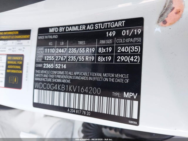 WDC0G4KB1KV164200 Mercedes-Benz m274