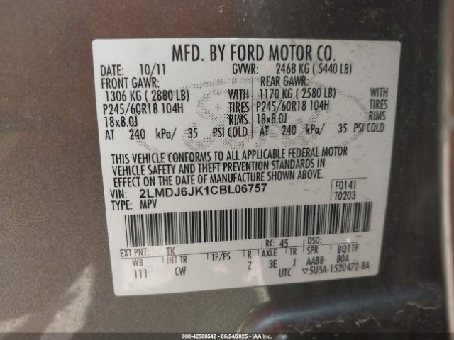 2012 LINCOLN MKX 2LMDJ6JK1CBL06757 Photo 8