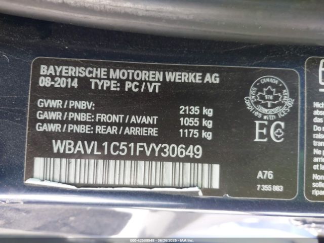 WBAVL1C51FVY30649 BMW 2015