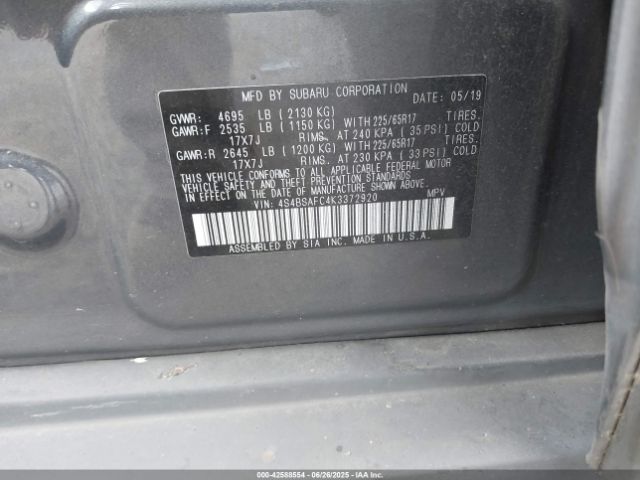 2019 SUBARU OUTBACK 4S4BSAFC4K3372920 Photo 8