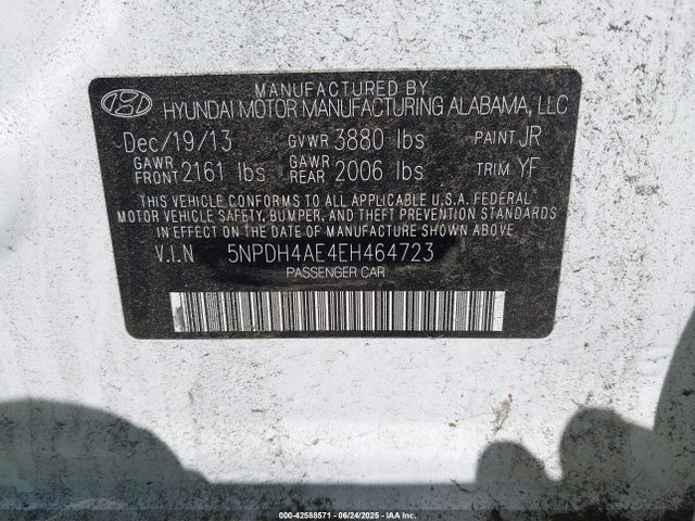 Hyundai dohc mpi nu 2014 5NPDH4AE4EH464723 Image 9