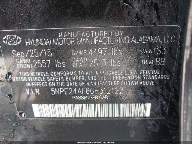 2016 HYUNDAI SONATA 5NPE24AF6GH312122 Photo 8