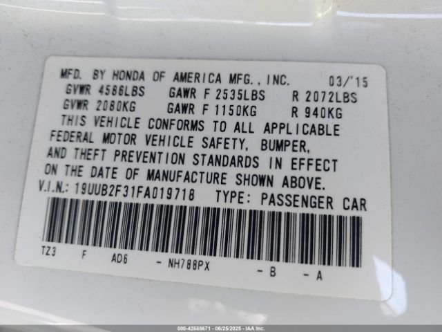 2015 ACURA TLX 19UUB2F31FA019718 Photo 8