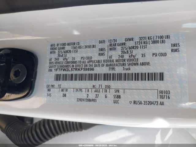 2024 FORD F-150 1FTFW2L57RKF59896 Photo 8