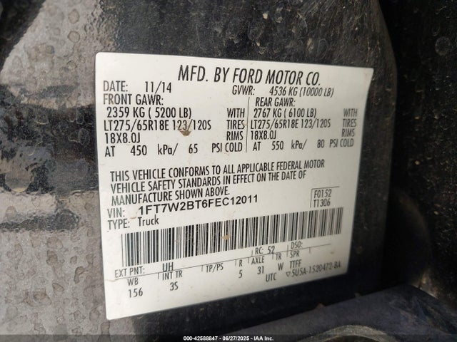 1FT7W2BT6FEC12011 Ford 2015