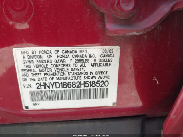 2002 ACURA MDX 2HNYD18682H518520 Photo 8