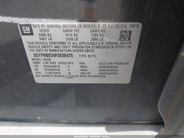 2015 CADILLAC SRX 3GYFNBE39FS608475 Photo 8