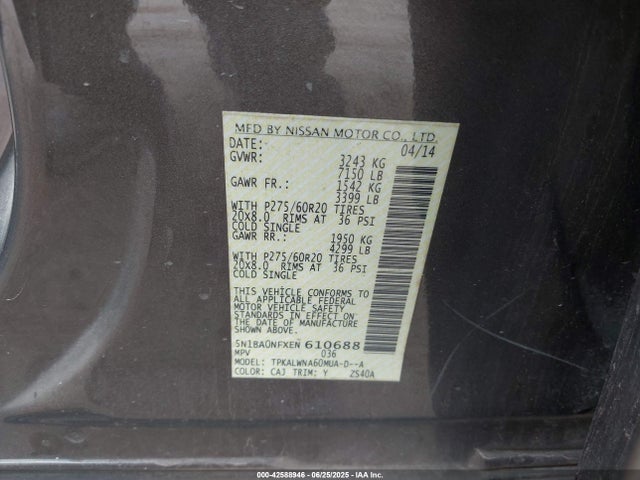 5N1BA0NFXEN610688 Nissan 2014