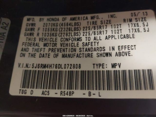 2013 HONDA CR-V 5J6RM4H76DL072808 Photo 8