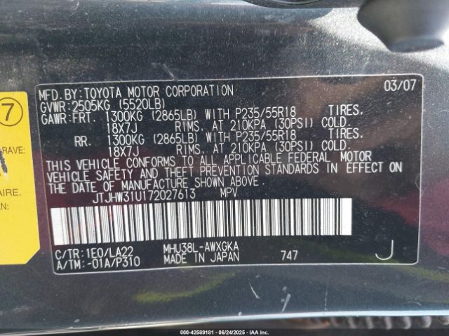 2007 LEXUS RX 400H JTJHW31U172027613 Photo 8