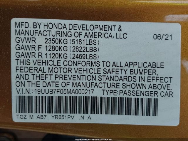 2021 ACURA TLX 19UUB7F05MA000217 Photo 8