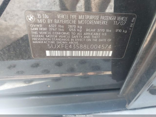 2008 BMW X5 5UXFE43588L004574 Photo 8