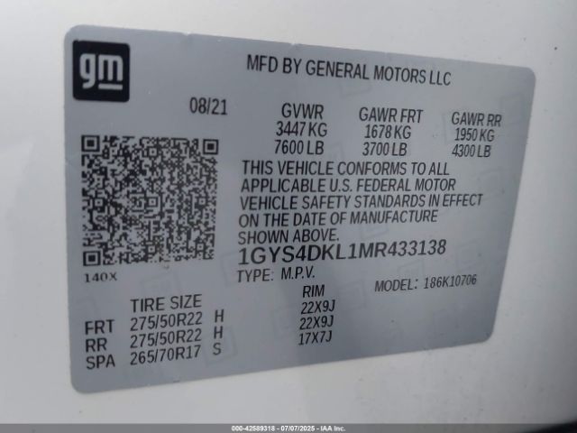 2021 CADILLAC ESCALADE 1GYS4DKL1MR433138 Photo 8