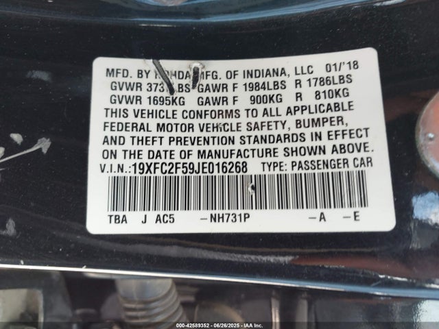 19XFC2F59JE016268 Honda k20c2