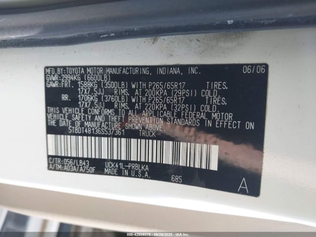 2006 TOYOTA TUNDRA 5TBDT48136S537361 Photo 8