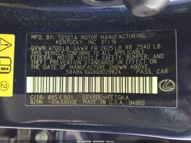 2016 LEXUS ES 350 58ABK1GG9GU029824 Photo 8