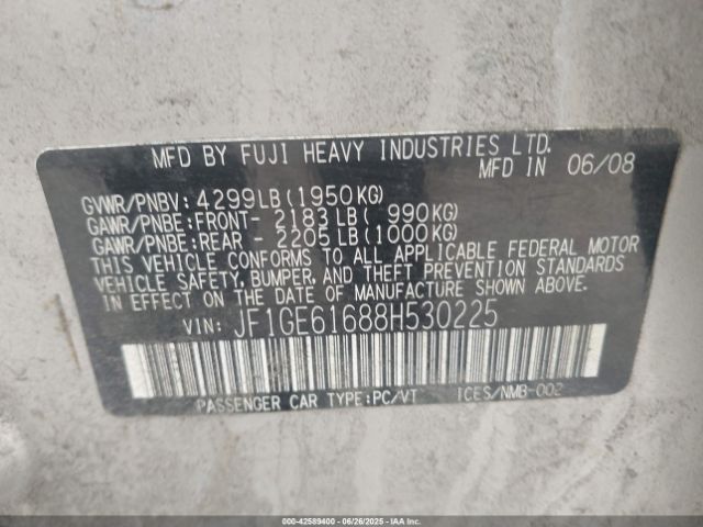 2008 SUBARU IMPREZA JF1GE61688H530225 Photo 8