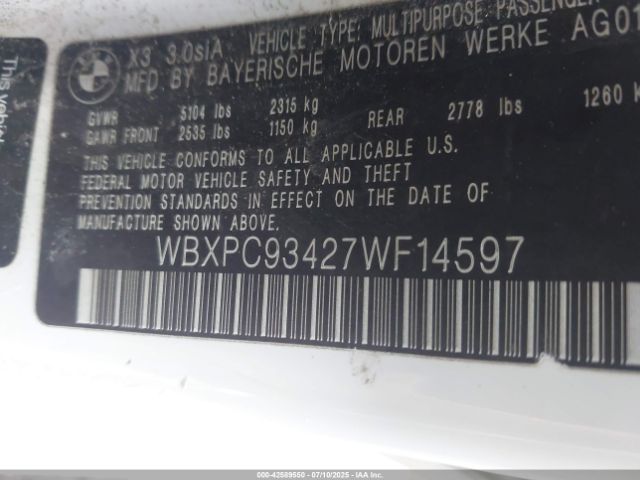 2007 BMW X3 WBXPC93427WF14597 Photo 8