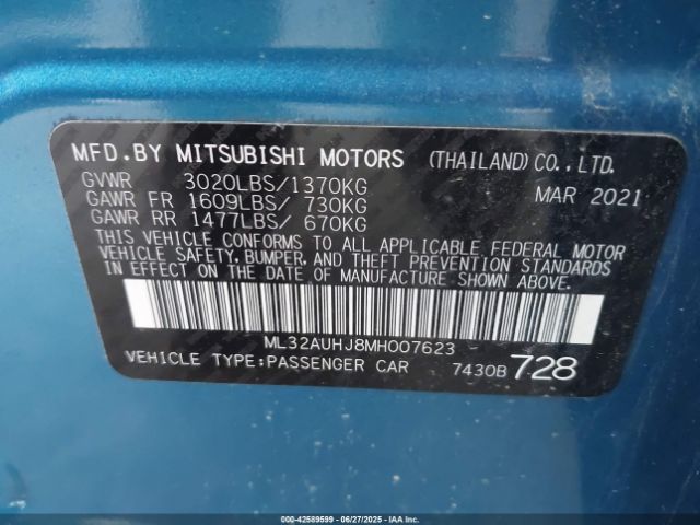 2021 MITSUBISHI MIRAGE ML32AUHJ8MH007623 Photo 8