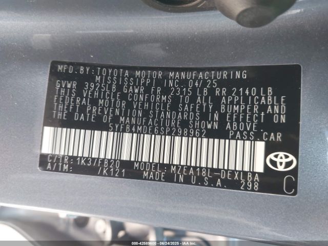 5YFB4MDE6SP298962 Toyota m20a-fks
