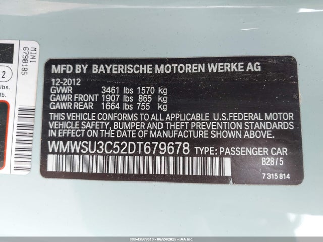 2013 MINI HARDTOP WMWSU3C52DT679678 Photo 8