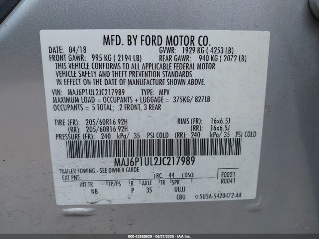 Ford 2018 2018 MAJ6P1UL2JC217989 Image 9
