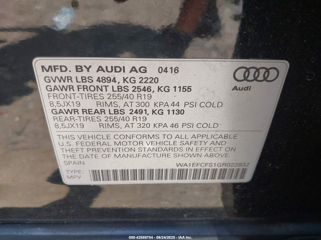 2016 AUDI Q3 WA1EFCFS1GR022832 Photo 8