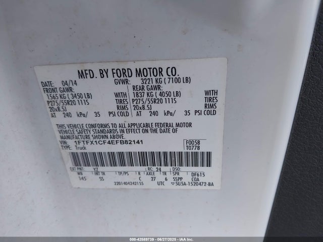 Ford F-150 2014 1FTFX1CF4EFB82141 Image 9