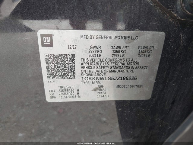 GMC lgx - direct injection, variable valve timing, alum, gen 2 2018 1GKKNWLS5JZ186226 Image 9