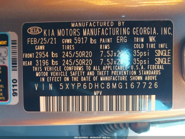 2021 KIA TELLURIDE 5XYP6DHC8MG167726 Photo 8