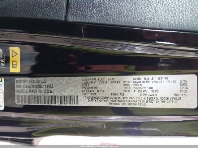 2022 JEEP GLADIATOR 1C6HJTFGXNL171468 Photo 8