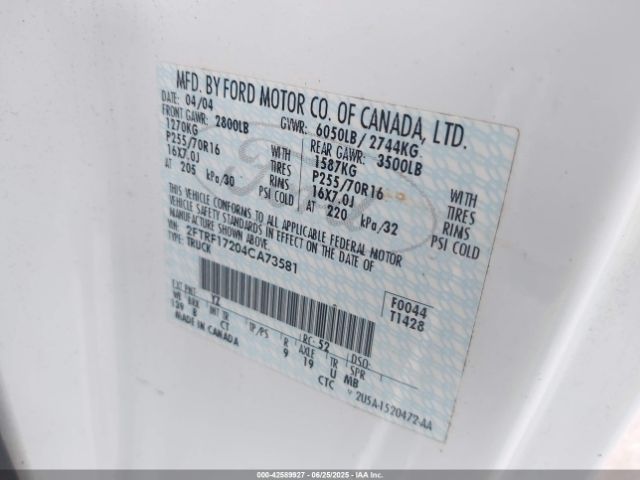 2004 FORD F-150 HERITAGE 2FTRF17204CA73581 Photo 8