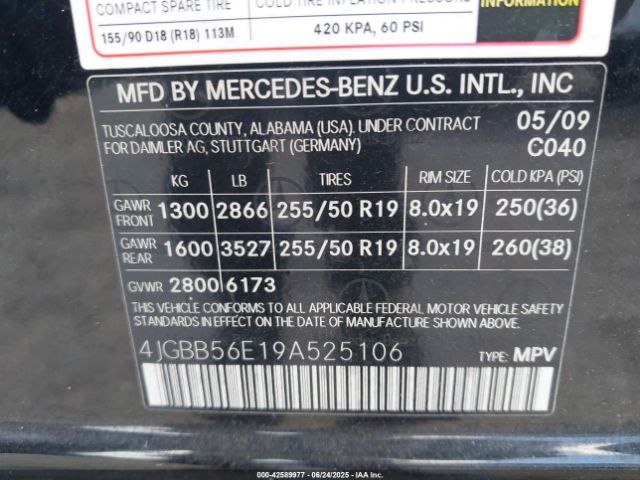 2009 MERCEDES-BENZ ML 350 4JGBB56E19A525106 Photo 8