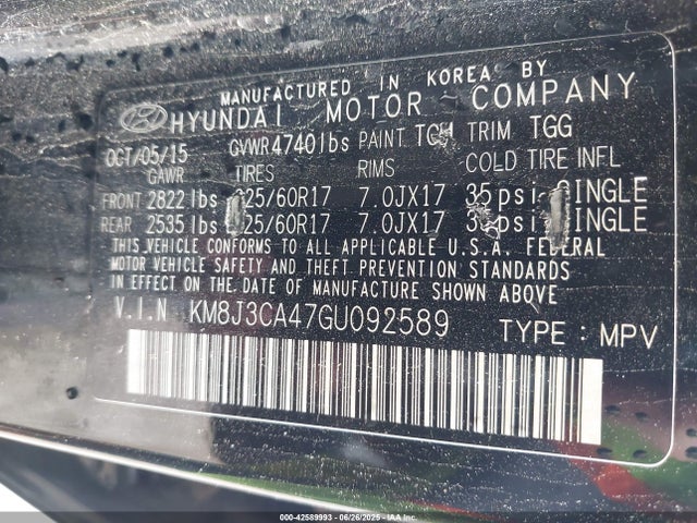 Hyundai 2016 2016 KM8J3CA47GU092589 Image 9