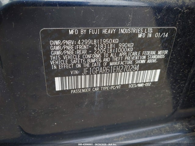 JF1GPAR61EH270294 Subaru 2014