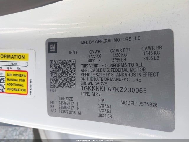 1GKKNKLA7KZ230065 GMC lcv - spark ignited direct injection, variable valve timing, dcvcp, e85 max, e0-e100, alum