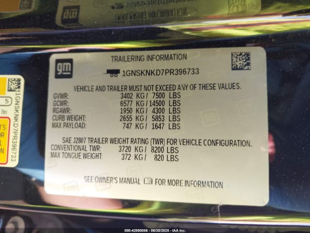 2023 CHEVROLET TAHOE 1GNSKNKD7PR396733 Photo 8