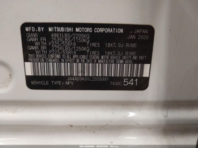 2020 MITSUBISHI OUTLANDER JA4AD3A31LZ029391 Photo 8
