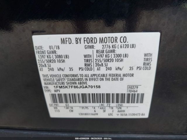 2018 FORD EXPLORER 1FM5K7F86JGA70158 Photo 8