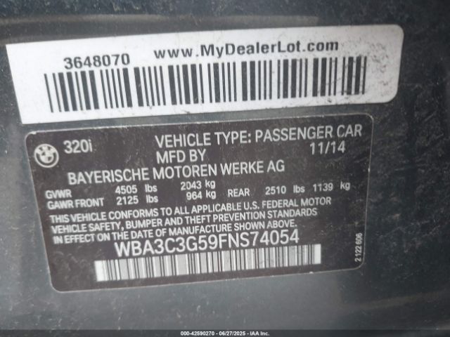 2015 BMW 320I WBA3C3G59FNS74054 Photo 8