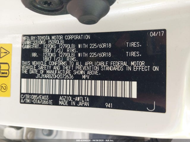 JTJYARBZ0H2072636 Lexus 8ar-fts
