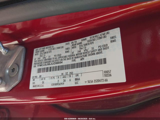 1FMCU0J96JUD58854 Ford 2018