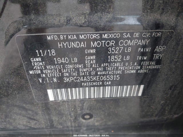 3KPC24A35KE065315 Hyundai 1.6l dohc gdi gamma