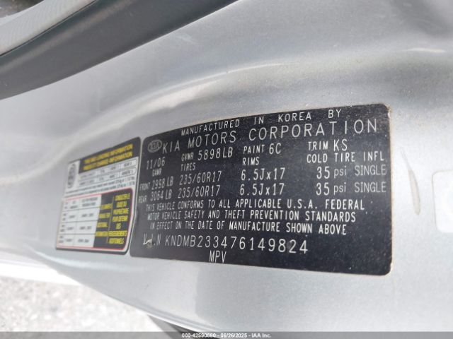 2007 KIA SEDONA KNDMB233476149824 Photo 8