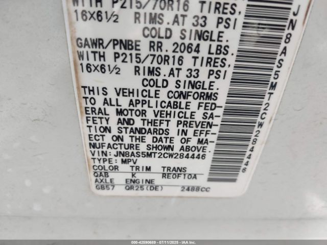 2012 NISSAN ROGUE JN8AS5MT2CW284446 Photo 8