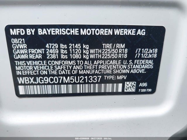 WBXJG9C07M5U21337 BMW X1