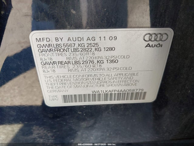 2010 AUDI Q5 WA1LKAFP4AA058779 Photo 8