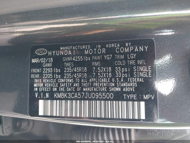 KM8K3CA57JU095500 Hyundai t-gdi gamma
