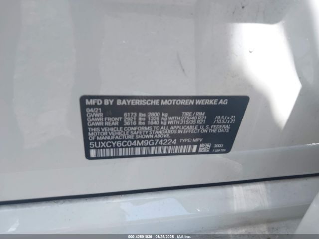 2021 BMW X6 5UXCY6C04M9G74224 Photo 8
